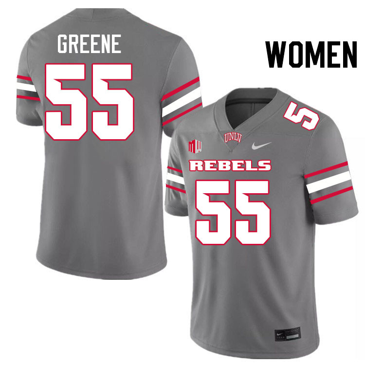 Women #55 Matthew Greene UNLV Rebels College Football Jerseys Stitched-Grey
